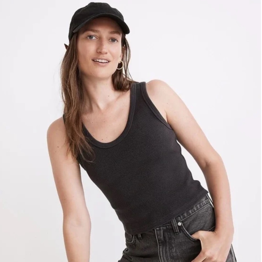 Madewell Waffle Knit Scoop Neck Crop Tank size S